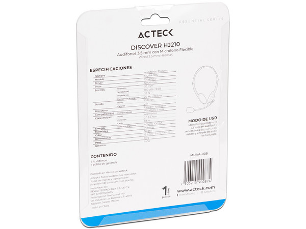 Audífonos Acteck AM370 Audition Basic con Micrófono.