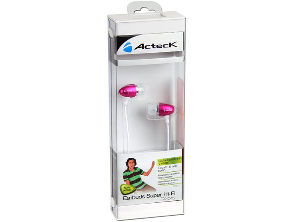 Audífonos Acteck Earbuds Super Hi-Fi EB650. Color Rosa
