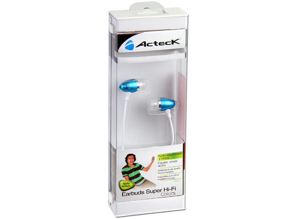 Audífonos Acteck Earbuds Super Hi-Fi EB650. Color Azul 