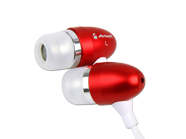 Audífonos Acteck Earbuds Super Hi-Fi EB650. Color Rojo