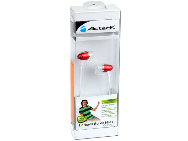 Audífonos Acteck Earbuds Super Hi-Fi EB650. Color Rojo