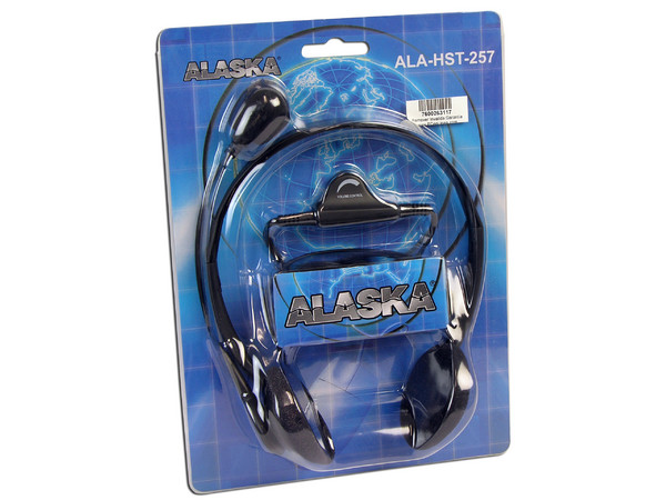 Audífonos Alaska tipo Diadema con Micrófono y Control de Volumen. Color Negro