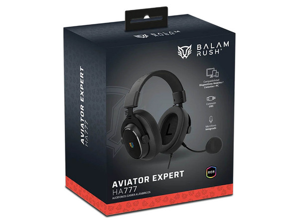 Audífonos Gamer Tipo Diadema Balam Rush Aviator Expert HA777, Respuesta de Frecuencia 20Hz - 20kHz, 3.5mm, USB. Color Negro.