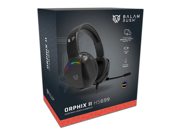 Audifonos Balam Rush Orphix II HS699 Azender, RGB, 3.5mm. Color Negro