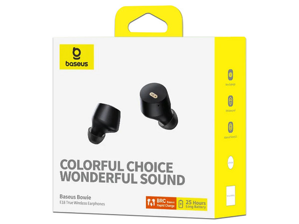 Audífonos Inalámbricos Baseus Browie E18, Carga por USB Tipo C, IPX4, Bluetooth 5.3. Color Negro.