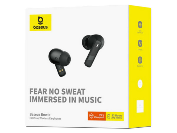 Audífonos Inalámbricos Baseus Browie E20, Carga por USB Tipo C, IPX5, Bluetooth 5.3. Color Negro.