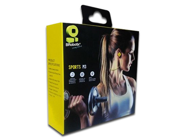 Audífonos tipo banda para cuello Brobotix 100353A, bluetooth. Color amarillo.