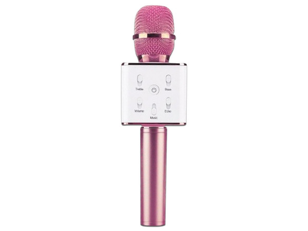 Micrófono Karaoke BRobotix Portátil, Inalámbrico. Color Rosa.