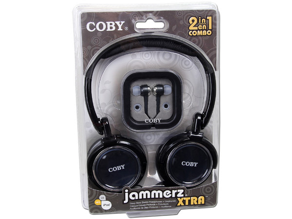 Combo de 2 Audífonos Coby Jammerz Xtra. Color Negro