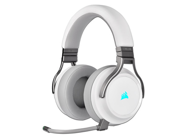 Audífonos Gamer Inalámbricos Corsair Virtuoso RGB Wireless, con Micrófono, hasta 18 mts de distancia. Color Blanco.