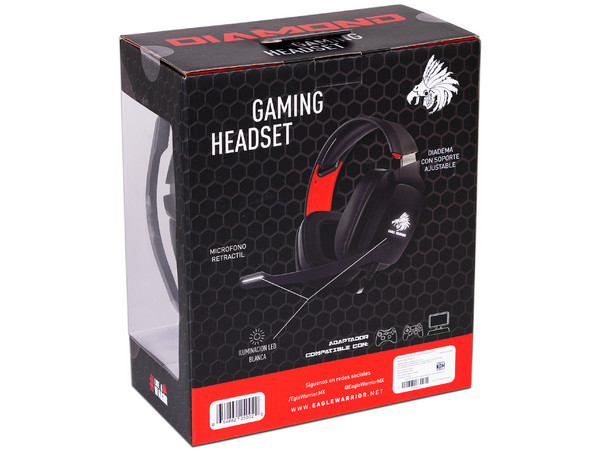 Audífonos con Micrófono EAGLE WARRIOR Diamond Gaming LED, USB, 3.5mm.