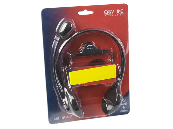 Audífonos Easy Line Multimedia con Micrófono y Control de Volumen.