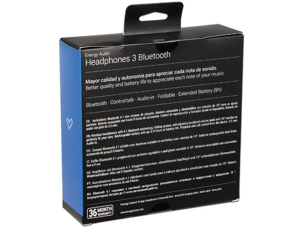 Audífonos tipo diadema Energy Sistem EY-429226 con Micrófono, Bluetooth. Color Azul.