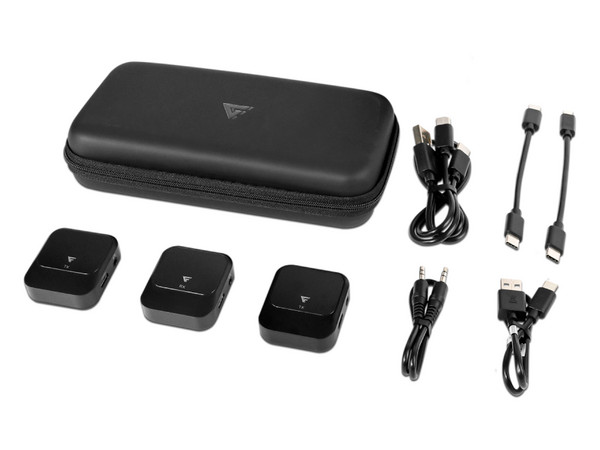 Kit de 2 Micrófonos y 1 Receptor Inalámbricos Game Factor MCL650, USB-C. Color Negro.