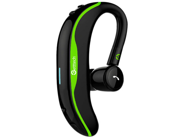 Auricular manos libres Getttech Intune hasta 10 metros de alcance, Bluetooth, color verde.