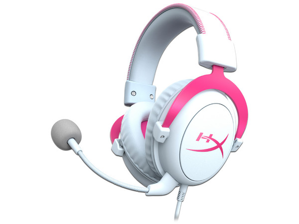 Audífonos con Micrófono Gamer HyperX Cloud II, USB. Color Blanco con Rosa.