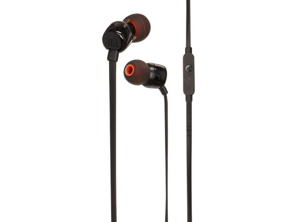 Audífonos internos con micrófono JBL Tune 110, respuesta de frecuencia 20Hz-20KHz. Color Negro.
