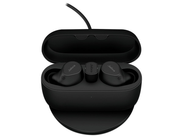 Audífonos Inalámbricos Jabra Evolve2 Buds UC con Estuche de carga y Pad de carga inalámbrica, Bluetooth 5.2, USB-C. Color Negro.