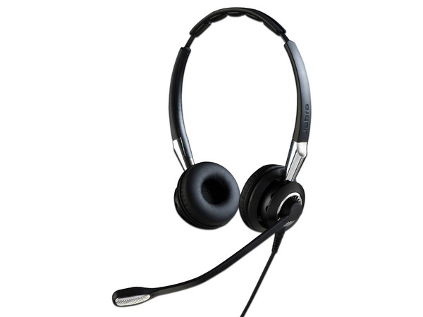 Audífonos con micrófono Jabra BIZ II 2400 Duo UNC, QD, cancelación de ruido. Color Negro.
