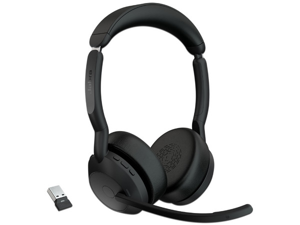 Audífonos Inalámbricos tipo Diadema Jabra Evolve2 55 Link380c UC Stereo, Respuesta de frecuencia 20-20000Hz, Bluetooth 5.2, Receptor USB. Color Negro.
