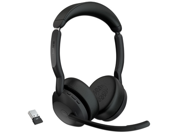 Audífonos Inalámbricos tipo Diadema Jabra Evolve2 55 Link380a MS Stereo, Respuesta de frecuencia 20-20000Hz, Bluetooth 5.2, Receptor USB. Color Negro.