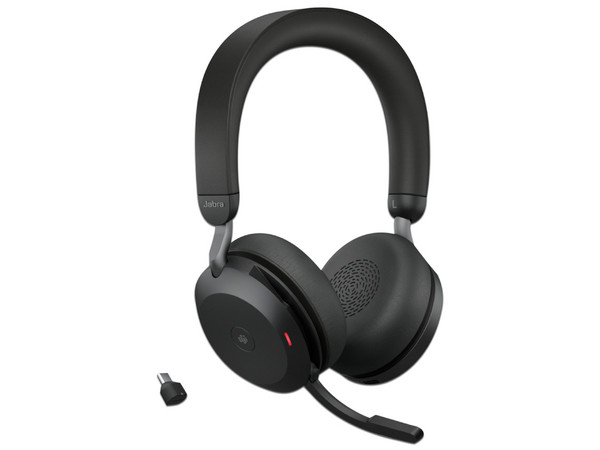 Audífonos con Micrófono Jabra Evolve2 75 con soporte de carga, Certificado para Microsoft Teams, Bluetooth, USB-C. Color Negro.
