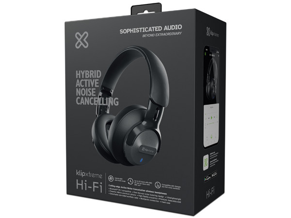 Audífonos Inalámbricos Tipo Diadema Klip Xtreme Hi-Fi, Respuesta de Frecuencia 20 Hz - 20kHz, Micrófono Integrado, Bluetooth, Cancelación ANC. Color Gris.