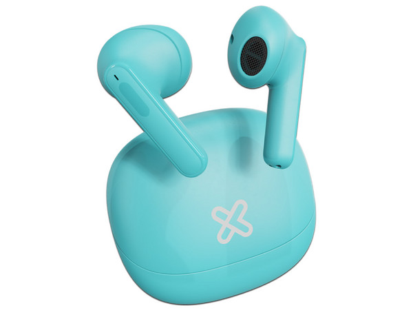 Audífonos TWS Klip Xtreme con estuche de carga, Bluetooth, USB-C, IPX4. Color Aqua