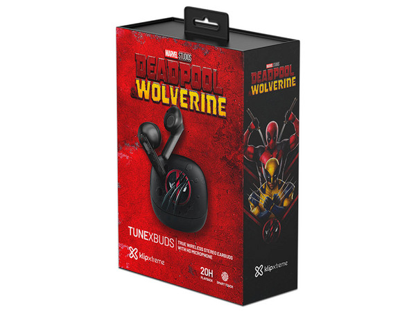Audífonos Inalámbricos Klip Xtreme con Estuche de Carga, Bluetooth, Marvel Deadpool. Color Negro.