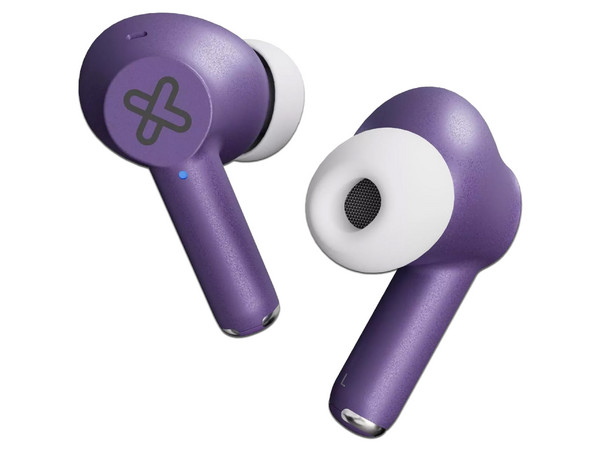 Audífonos Inalámbricos Klip Xtreme Buds-Fi, Con Estuche de Carga, Respuesta de Frecuencia 20Hz - 20kHz, Bluetooth. Color Purpura.