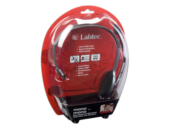 Audífono Labtec Mono 341 tipo Diadema con Micrófono flexible. Color Negro
