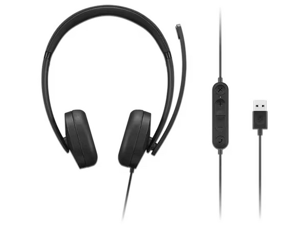 Auriculares Con Micrófono Lenovo USB-A Wired Stereo Gen 2, Rango de Frecuencia de 20Hz - 20KHz, USB Tipo A. Color Negro.