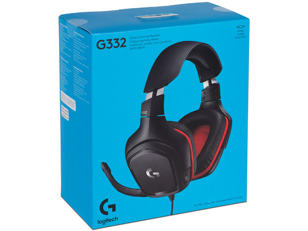 Audífonos con micrófono Logitech G332, Respuesta de frecuencia 20Hz-20000Hz, 3.5mm. Color Negro/Rojo.