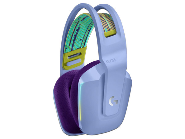 Audífonos con micrófono inalámbricos Gamer Logitech G733 LightSpeed, Iluminación RGB, USB. Color Violeta.