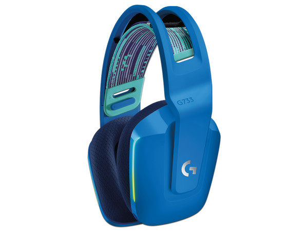 Audífonos con micrófono inalámbricos Gamer Logitech G733 LightSpeed, Iluminación RGB, USB. Color Azul.