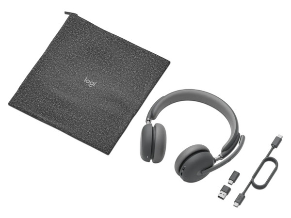 Audífonos Inalámbricos tipo Diadema Logitech Zone Wireless 2 Teams version, Cancelación de ruido activa, Bluetooth 5.3, Receptor USB-C con adaptador USB. Color Negro.