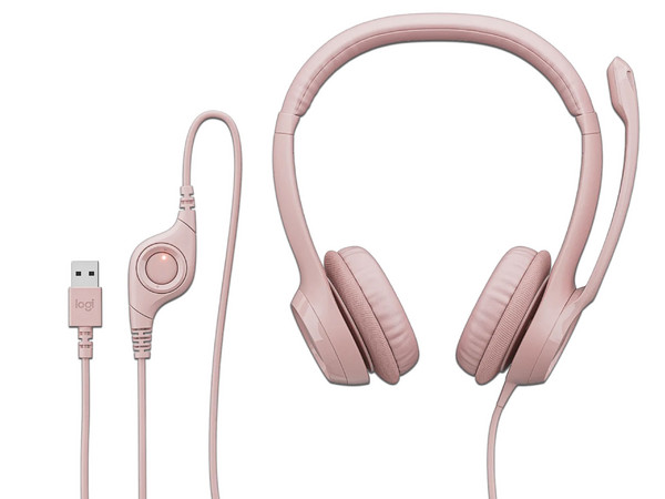 Audífonos con Micrófono Logitech H390, Respuesta de Frecuencia 20-20000Hz, USB. Color Rosa.