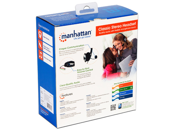 Audífonos Estéreo Clásicos Manhattan, con Micrófono y Control de Volumen, 3.5mm.