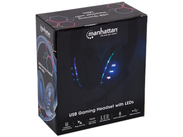 Audífonos tipo diadema para videojuegos Manhattan con micrófono, respuesta de frecuencia 20Hz-20,000Hz.