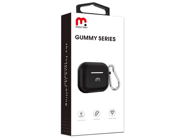 Funda Protectora MYBAT de Silicon para AirPods 3 Gen, Color Negro.