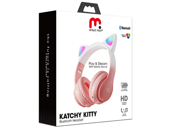 Audífonos inalámbricos MyBat Katchy Kitty RFHSBTST111, Rango de Respuesta de 20Hz - 20KHz, Bluetooth 5.3. Color Rosa.