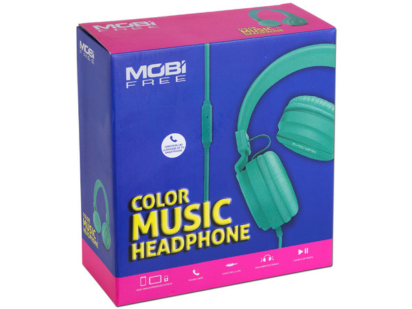 Audífonos con micrófono MOBIFREE Colors, Respuesta de Frecuencia 70-20KHz, con función de manos libres, color Aqua.
