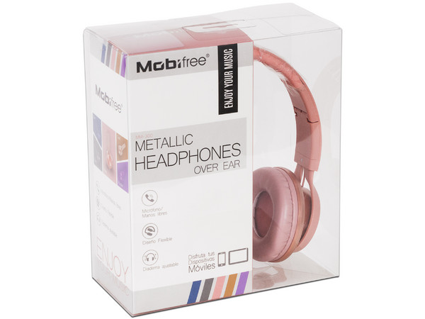 Diadema con Micrófono Mobifree Metallic MB-02011 respuesta de frecuencia 20-20KHz. Color Rosa.