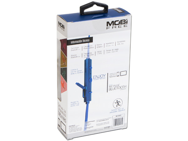 Audífonos manos libres Mobifree MM-200 con batería recargable, Bluetooth. Color Azul
