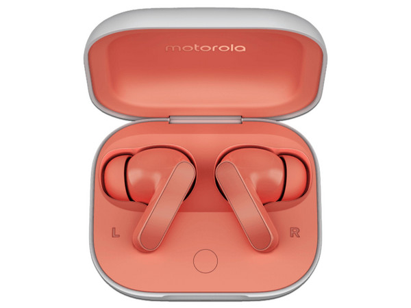 Audífonos Inalámbricos Moto Buds XT2443-1 con Estuche de Carga, Bluetooth. Color Durazno.