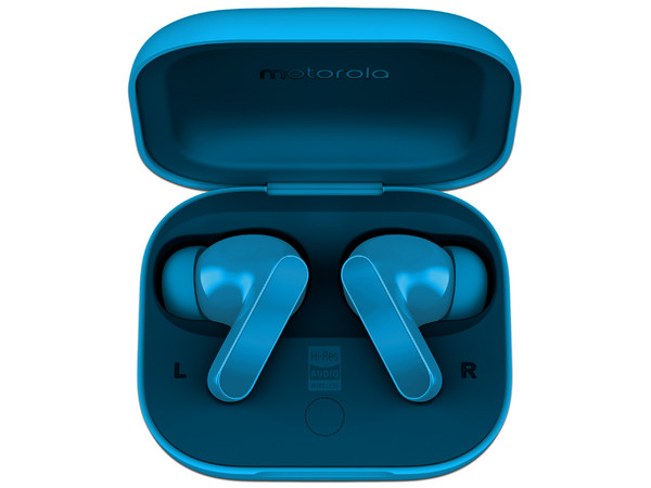 Audífonos Inalámbricos Motorola Moto Buds Bass, Con Estuche de Carga, Bluetooth 5.3. Color Azul.