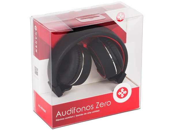 Audífonos tipo diadema NACEB NA-0310R con micrófono. Color Negro/Rojo.