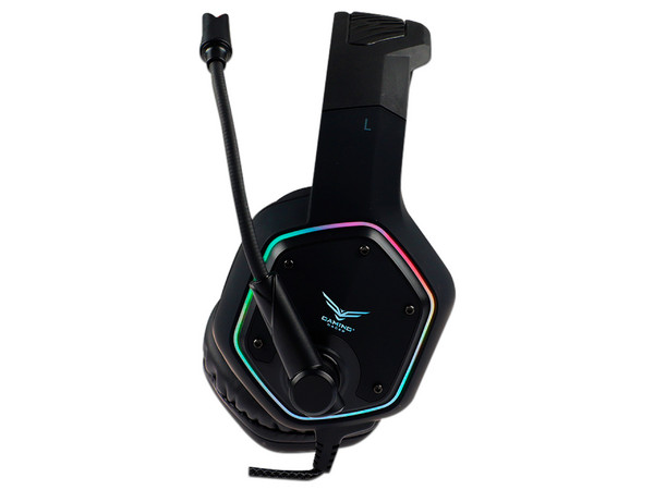 Audífonos Gamer con micrófono Naceb Naja NA-0315, iluminación RGB, 7.1 canales, USB. Color Negro.