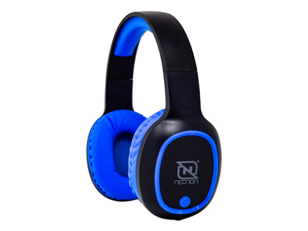 Audífonos Necnon Tipo Diadema Bluetooth NBH-04 Pro, Manos Libres, 3.5mm, Batería 200 mAh. Color Negro/Azul.
