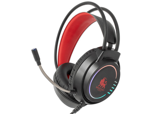 Audífonos Gamer con micrófono Necnon NBHG-KIMERA con iluminación LED, 3.5mm. Color Negro / Rojo.
